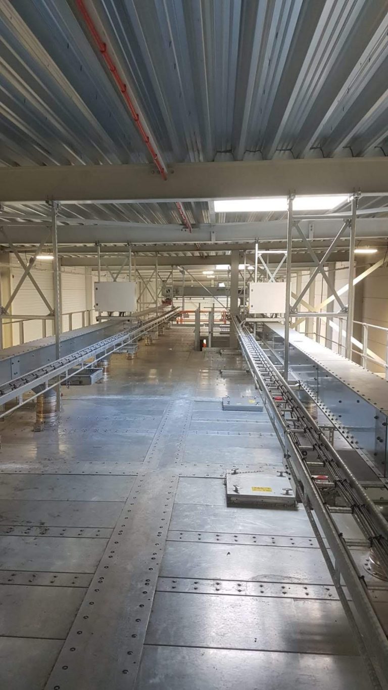 Aan– en afvoerlijn voor cacaobonen