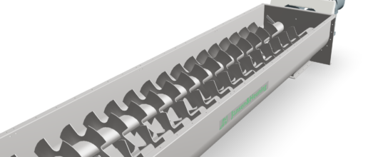 Horizontale mixer voor bulkmaterialen met dubbele woelassen