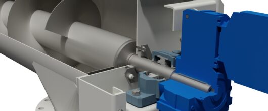 Schroeftransporteur met aandrijving en inspectieluik voor bulktransport