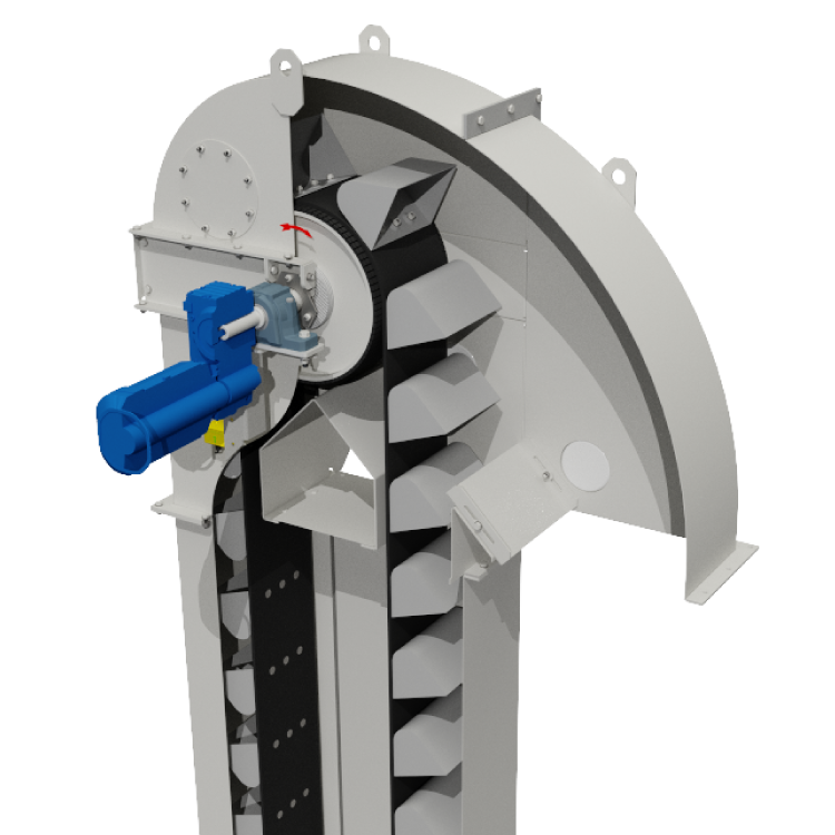Bekerelevator voor verticaal transport van stortgoed